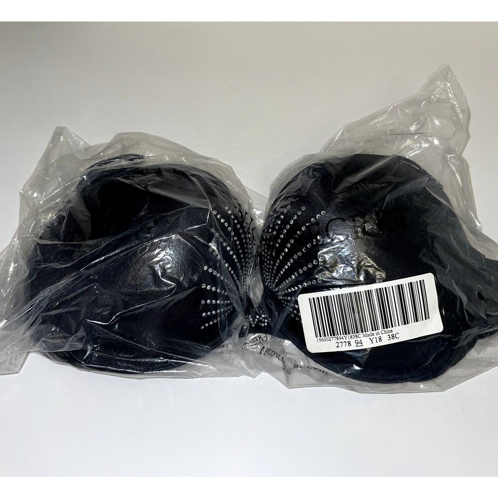 Victoria's Secret Bra 38C Black Bling Miraculous Bombshell Plunge Padded 2 Cup - Picture 9 of 9